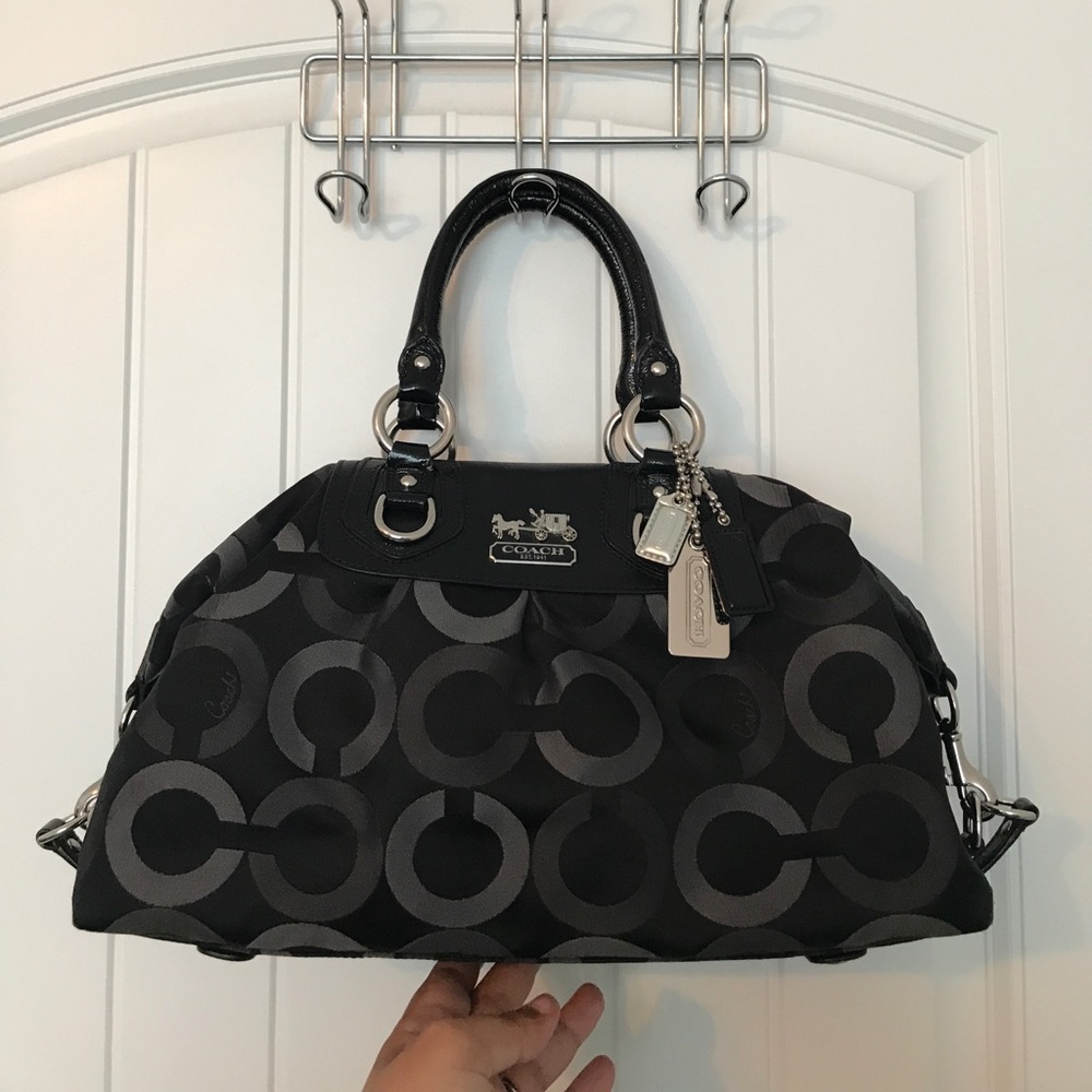 Coach Black Signature Jacquard Convertible Purse